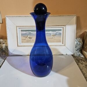 Elegant Blue Glass Vase Or Decanter